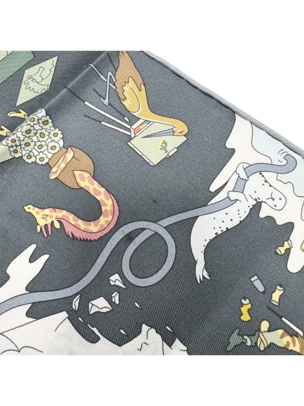 Hermes Scarf Carre 90 Academia Hippica Silk Green Multicolor Vintage